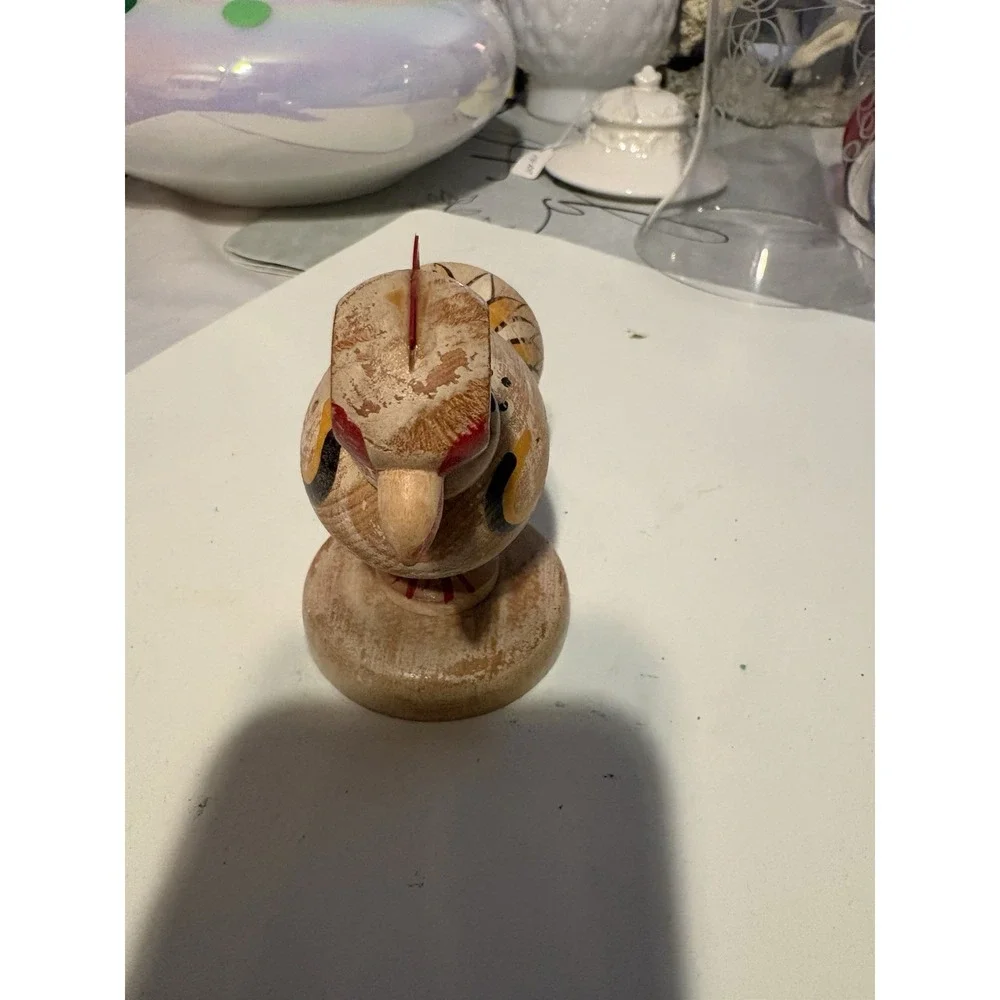 Vintage Hand Painted Wood Chicken Toy Made in Japan Mid Century Folk Art Figurin